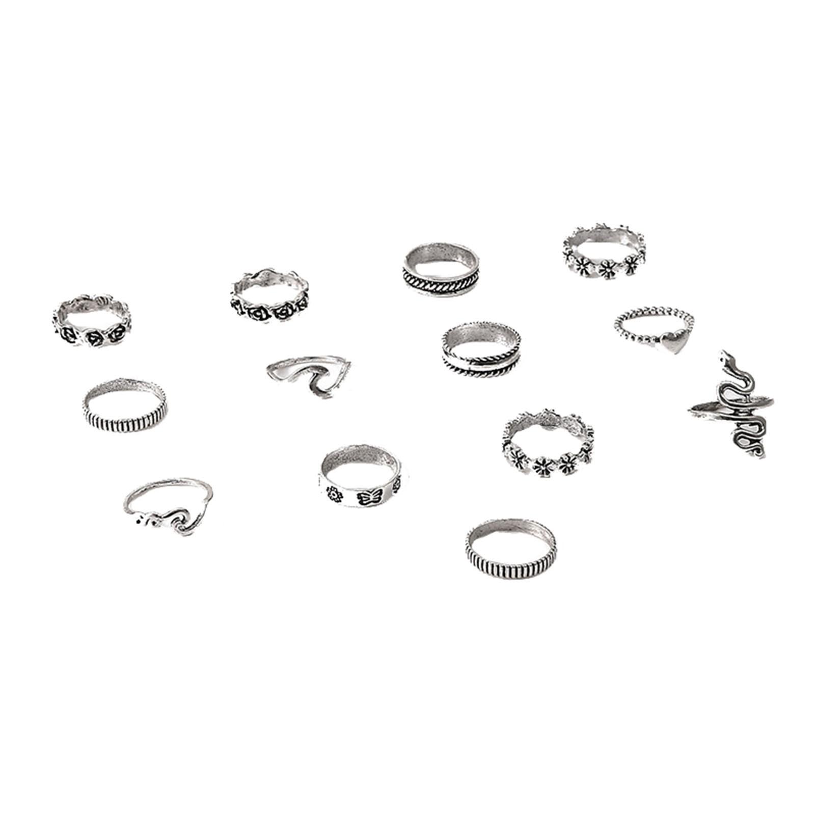 Женское кольцо Металлическое кольцо Глянцевое кольцо Набор из 13 предметов Металлическое кольцо Праздничный подарок One Size