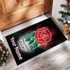 England Rugby Crystal Velvet Rug, Custom Name Text Personalized Non‑Slip Floor Mat for Home Decor Gift