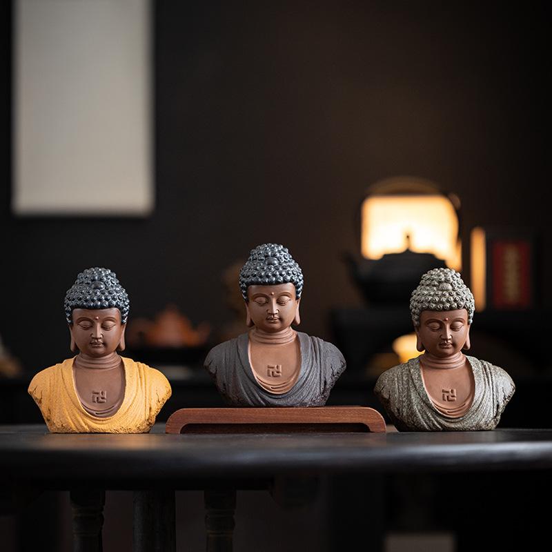 New Chinese Style Buddha Statue of Shakyamuni Buddha, Buddha's Head, Ceramic Handicrafts, Zen Home Decor