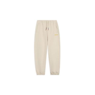 Li Ning Free Growth Embroidered Drawstring Elastic Cuff Sports Pants Women Pants Light-Milk-Brown AKLT234-2
