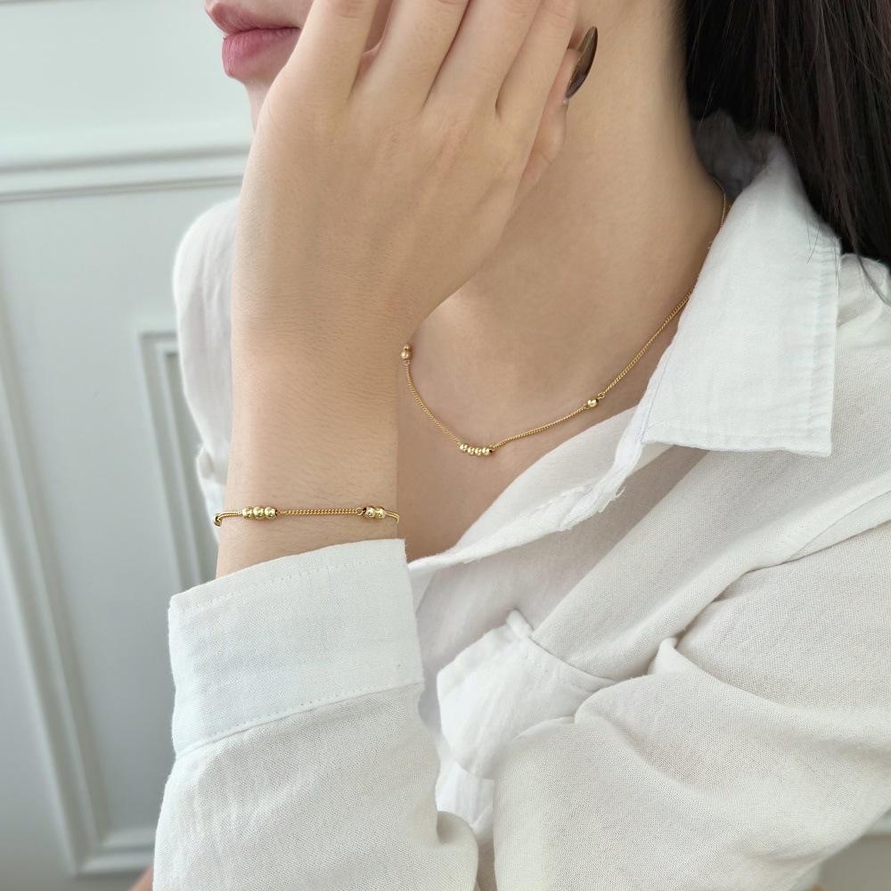 Korean 925 Sterling Silver Beaded Necklace for Women - Simple, Irregular Design Clavicle Chain