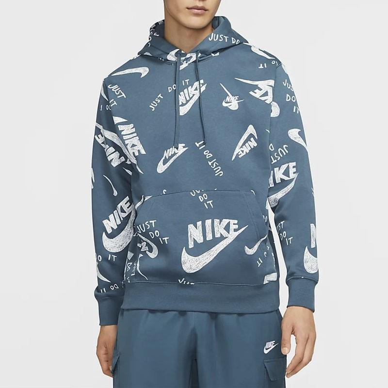 Nike Sportswear Club Pullover Hoodie Men Tops Grey Green CU4342-058