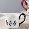 Siyue Watercolor Japanese Retro Coffee Cup for Girls with High Appearance Water Cup Sense Household Ceramic Mug Large Capacity