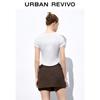 UR2026 Women's Casual Lamb Print Pleated Slim Short T-Shirt