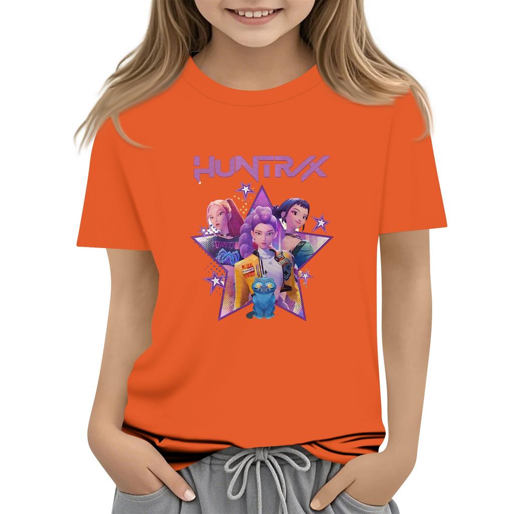 Boys Girls Round Neck Casual Printed Short-sleeved T-shirt Top