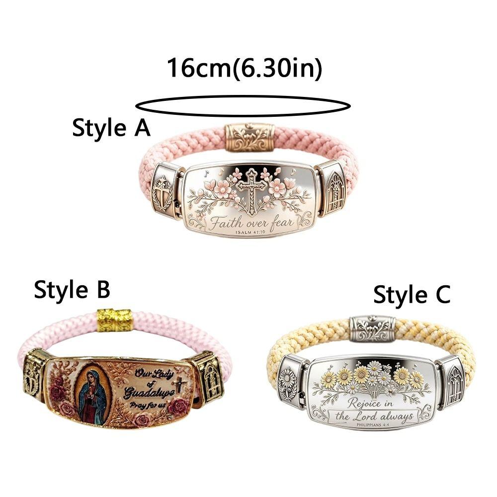 Fede Sopra la Paura Croce Bracciale Fede Acciaio Inossidabile Bracciale Scrittura Fede Raduno Fede