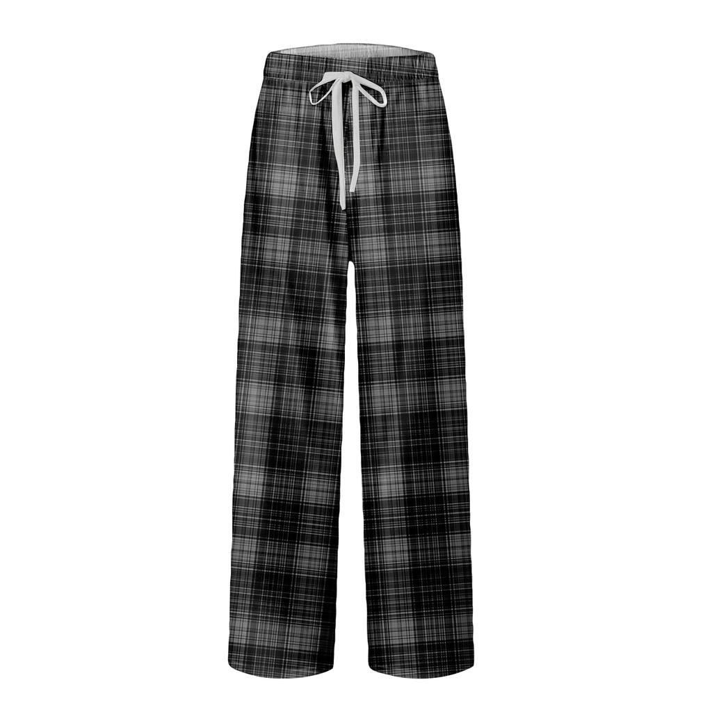 Men's Drawstring Pocket Casual Pants Plaid Stripe Print Pocket Casual Pants Home Pajama Pants