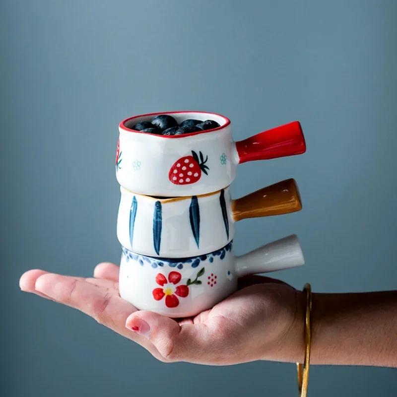50ml Mini Ceramic Pot Milk Cup Creamer Jug Seasoning Dish Coffee Pitcher Vinegar Sushi Sauce Cup with Handle Kitchen Tableware