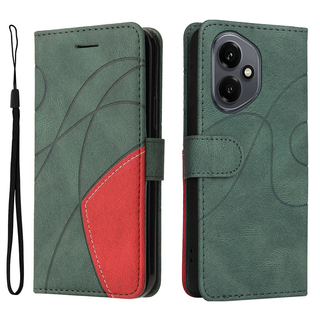 Für Honor 400 5G (Global) Handyhülle aus Leder mit Ständer und Brieftasche im zweifarbigen Spleißdesign