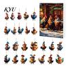 Versatile Hanging Ornaments for Doors Windows Chicken Advent Calendars 2025, 24 Days 2D Flat Animal Ornament Christmas Fun Holiday Party Favors