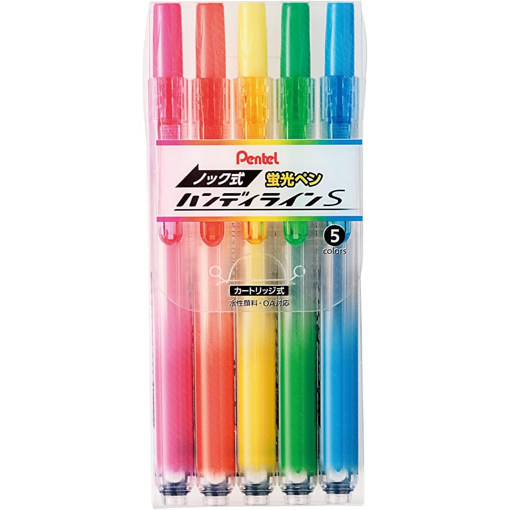 Pentel Highlighter Knock Type Handy Line S SXNS15-5 5 Color Set