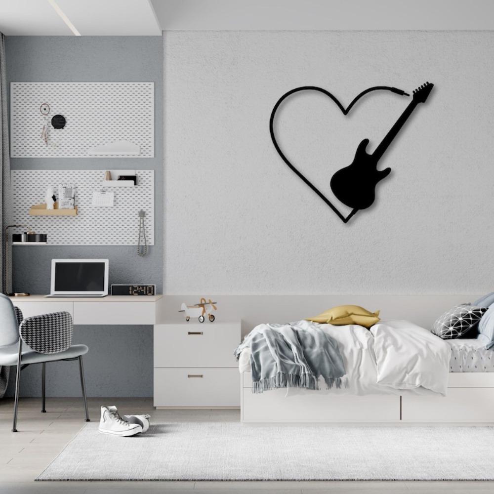 Handmade Metal Guitar Wall Art Sculpture for Music Room, Home Decor, Gift for Rock Music Lovers