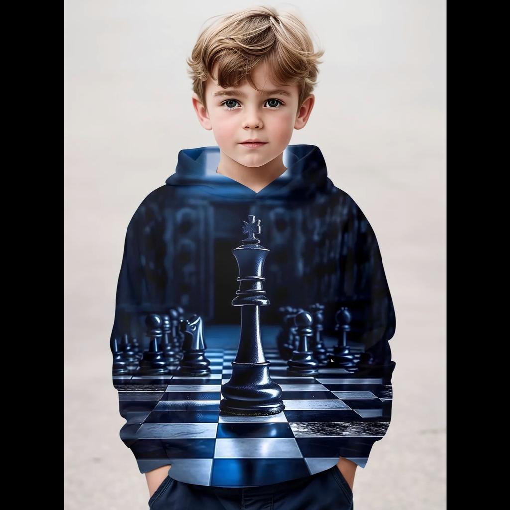 Ubrania dla dzieci Chłopięce bluzy z kapturem z długim rękawem Modny nadruk w szachownicę Odzież dziewczęca Ubrania dziecięce Wiosna Jesień Odzież dziecięca Pulower