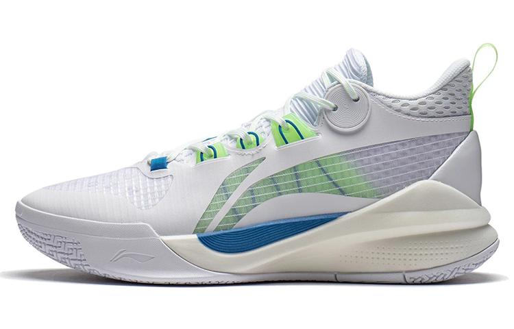 Li Ning Sonic 10 Team Basketball Shoes Men s Mid Top Standard White/Neon Green ABPS015-1 44