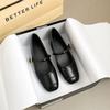 French Retro Inner Height Increase Mary Jane Small Leather Shoes One-word Buckle Belt Square Head Shallow Mouth Temperament Elegant Single Shoes 2025