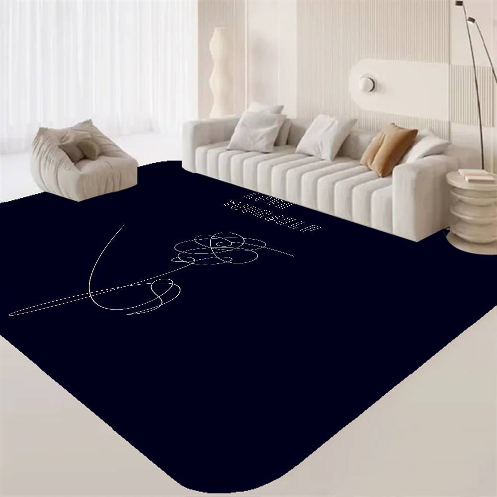 Love Yourself Flower Kpop Floor Mat INS Style Soft Bedroom Floor House Laundry Room Mat Anti-skid Household Carpets