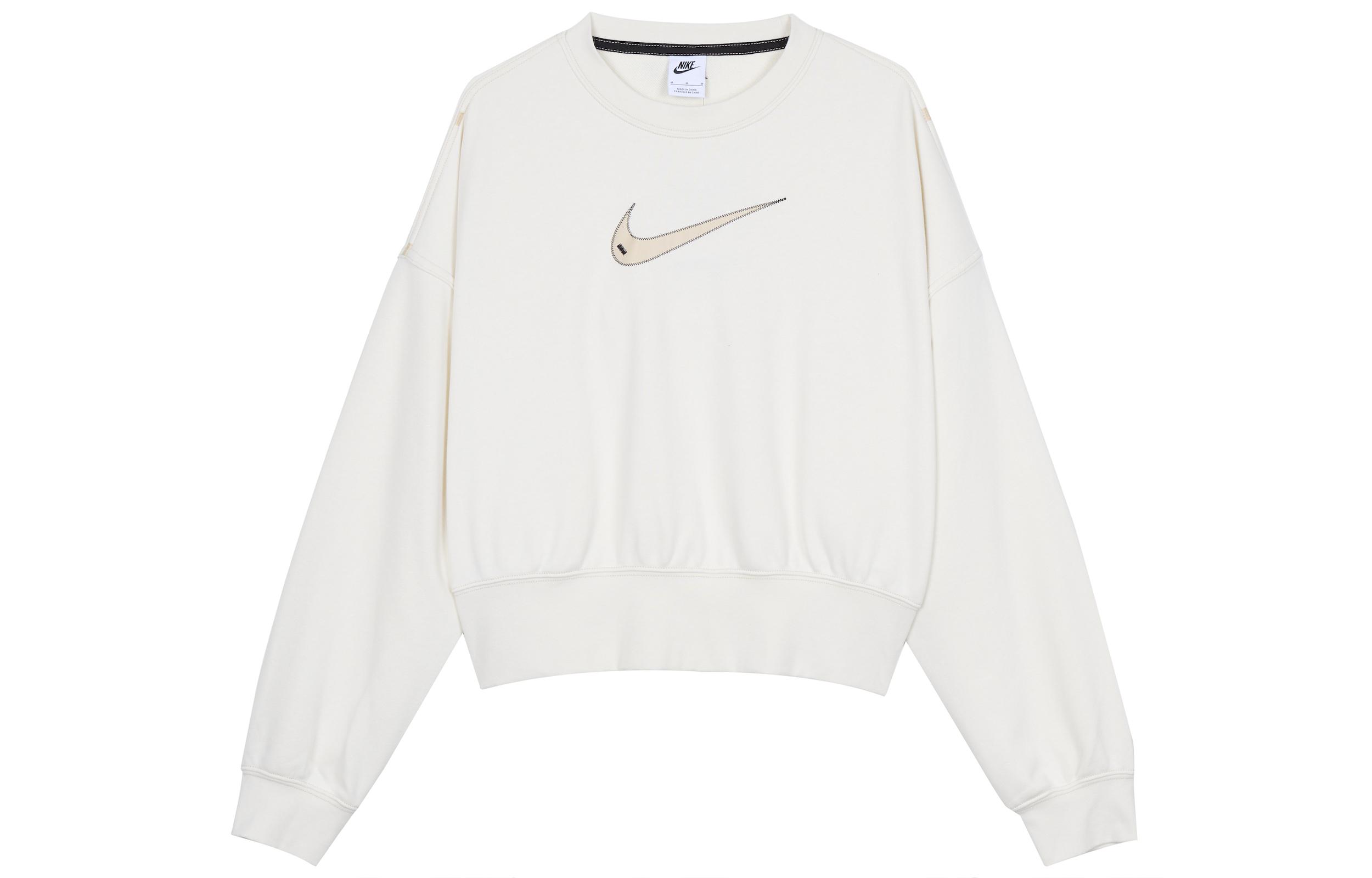 Nike Sportswear Swoosh Logo Embroidered Knit Pullover Hoodie White DO7212-030 L