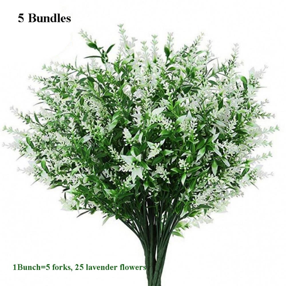 

5 Bundles 5 Heads Artificial Lavender Flowers 36cm 7 Colors Fake Flowers Outdoors Garden Lavender Flowers Home Room Table Decor белый