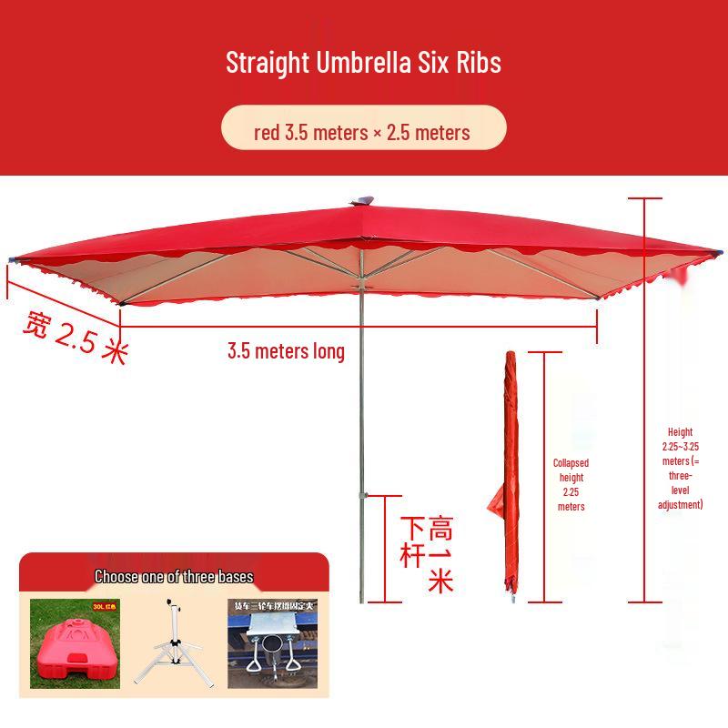 Large Rectangular Folding Patio Umbrella with Canopy Sun Protection