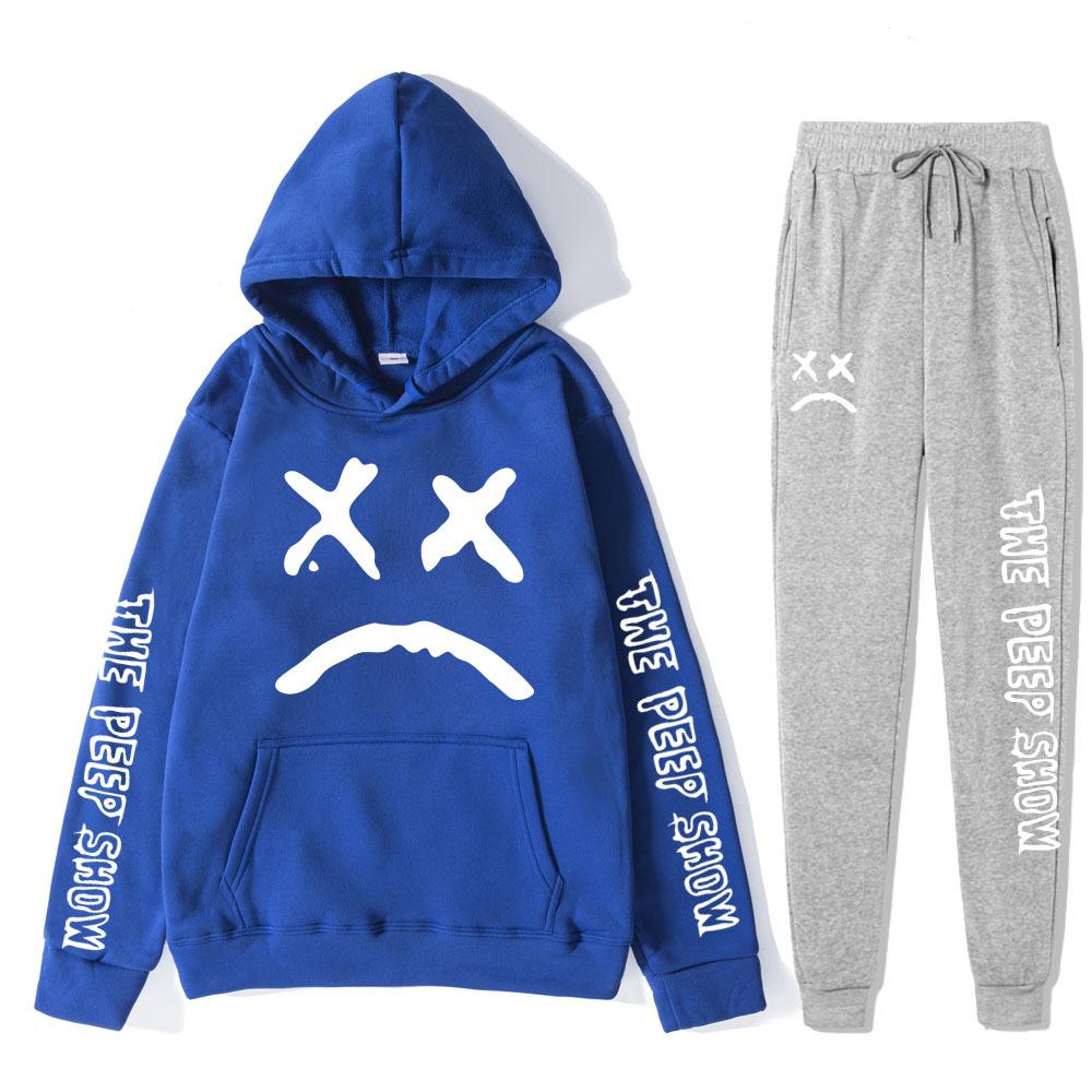 

Autumn Winter Lil Peep The Peep Show Graphic Printed Hoodies Sweatpants Set Fashionable Casual Warm Sports Long Sleeved Pants Men s Sport Wear XL