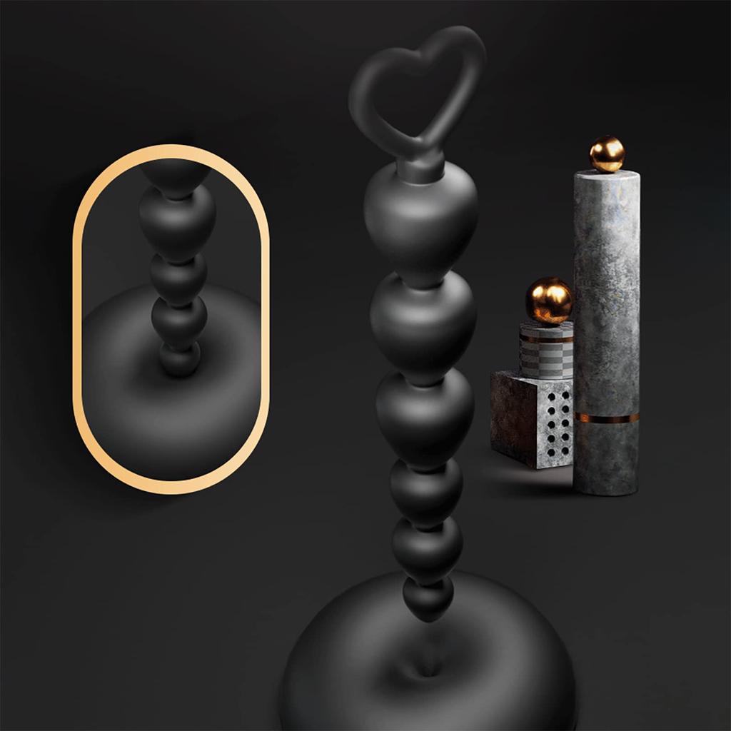 Anal Beads for Anal Thin Anal Silicone Anal Plug with Finger Anal Black Beginners, 6-Bead Pearls, Beads, Loop, Multi-Purpose Toy, 175mm,