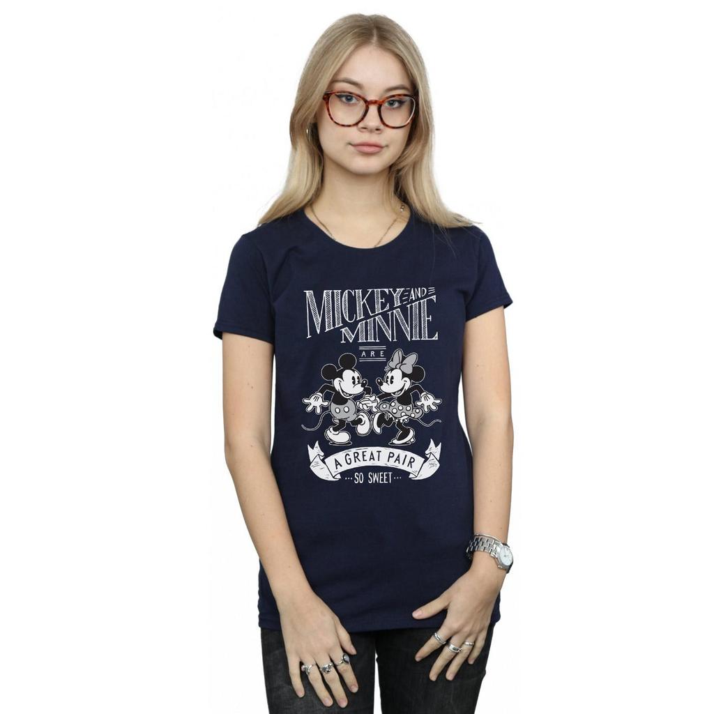 Disney Damen/Damen Mickey und Minnie Mouse Tolles Paar Baumwoll-T-Shirt
