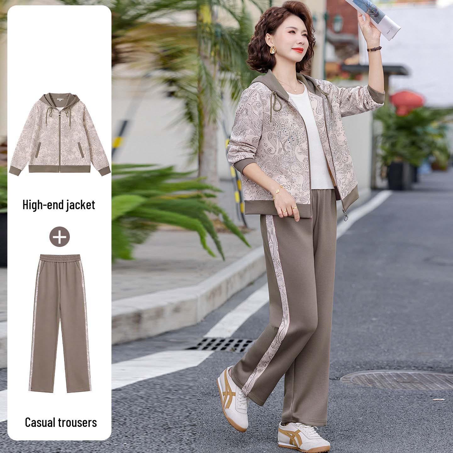 

2026 Spring Jacket & Sportswear Set for Middle-Aged Women – Elegant Mother s Day Fashion 4XL (135-150 jin)