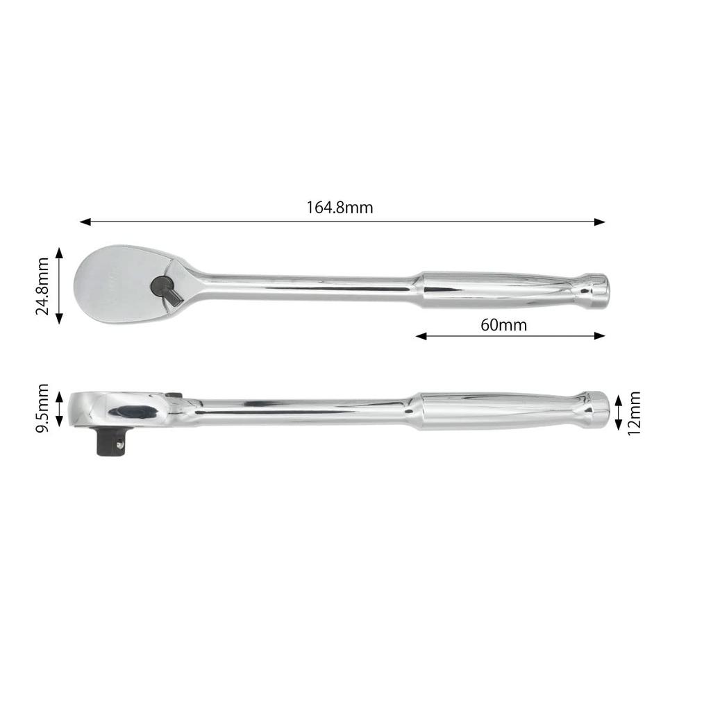 PWT Ratchet Handle Socket 90 SRH14SH6 Wrench, 6.35mm 1/4" Drive, 6" Length, Gears,