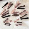 Frosted Coffee Hair Clips for Women - Forehead Bangs & Flyaway Control, Duckbill Design, Autumn/Winter Accessories