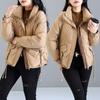 Korean version of fashion lingge literary and artistic loose plus size short down cotton jacket women's 2025 stand-up collar thickened padded jacket