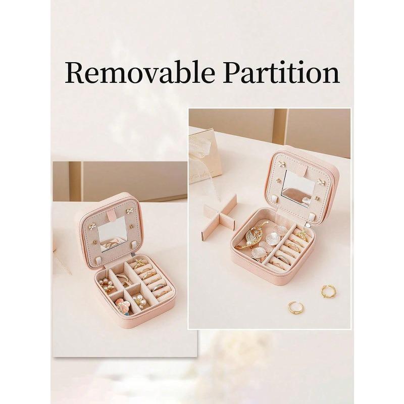 1pc Travel Dual Layer Jewelry Box,  Jewelry Storage Box, Snap Closure Jewelry Organizer Box, Jewelry Collection Box