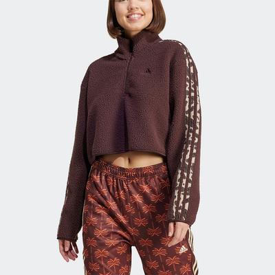3 Stripe Animal Zip Up W   shadoW broWn White   Iy5010