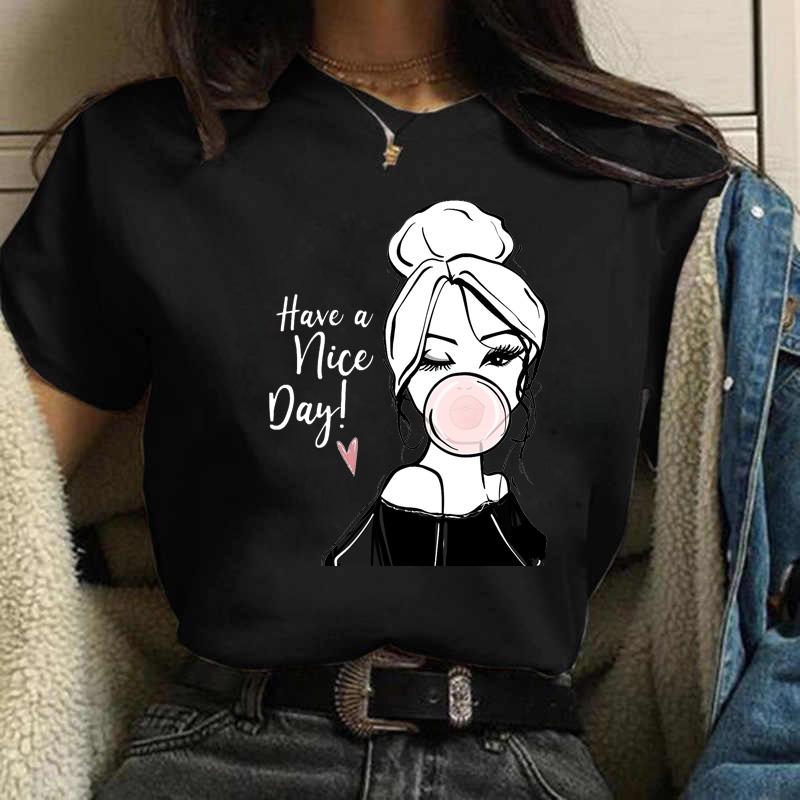 

Maycaur Women Fashion Print T Shirt Harajuku s Ulzzang Black Tshirts Casual Round Neck Short Slee Top Tee ShirtDrop Ship S