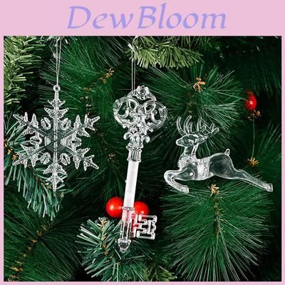 Elegant Transparent Snowflake Christmas Tree Ornaments Creative Reindeer Hanging Decorations