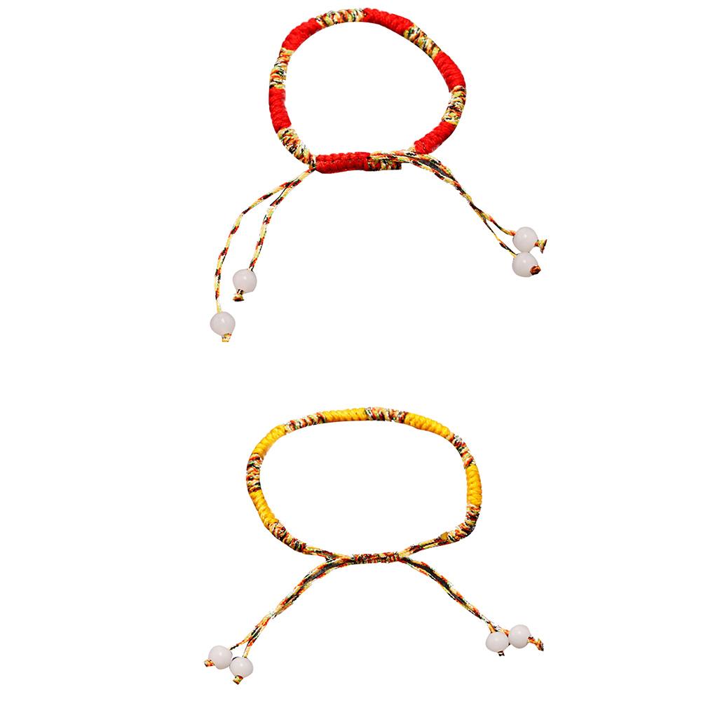 Women Braided Bracelet Adjustable Lucky Woven Rope Bead Handmade Knitted Ethnic Style Hand Chain for Wristband