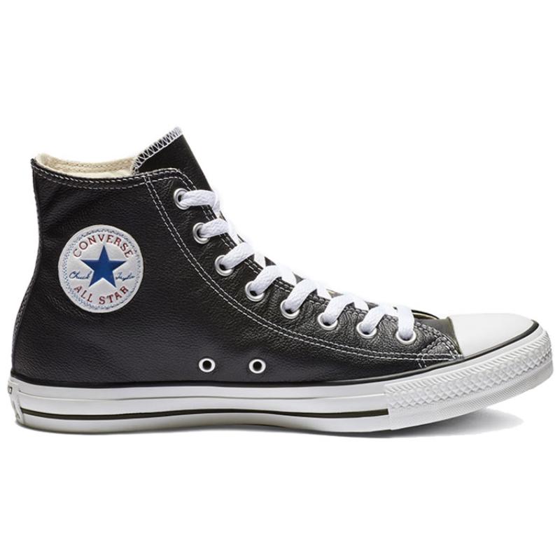 Converse All Star Leather Leather Classic Versatile High Top Espadrilles Unisex Black & White