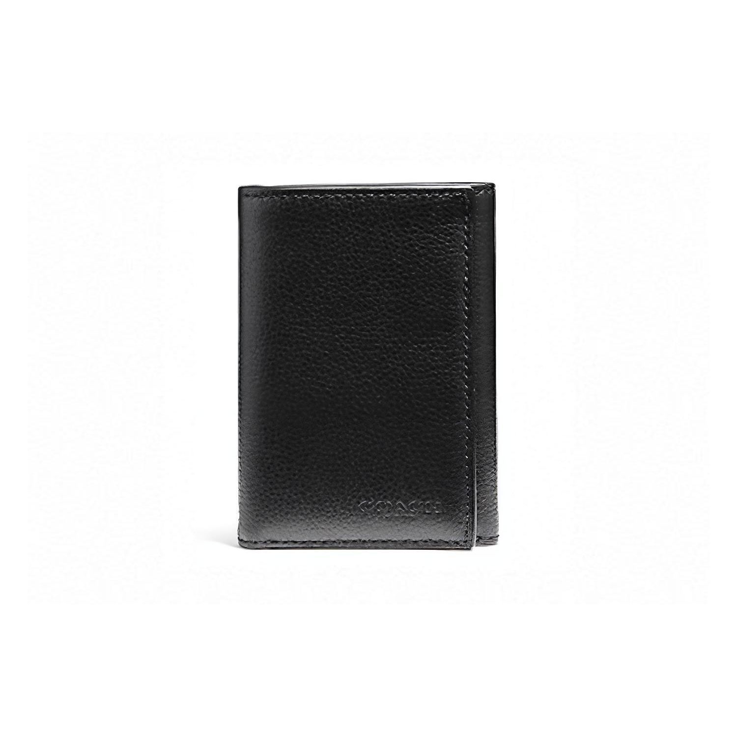 

Coach Trifold Wallet Flip Closure Leather Clutch Wallet Men Wallet Black 23845-BLK Basic Set (Bag+Dust Bag)