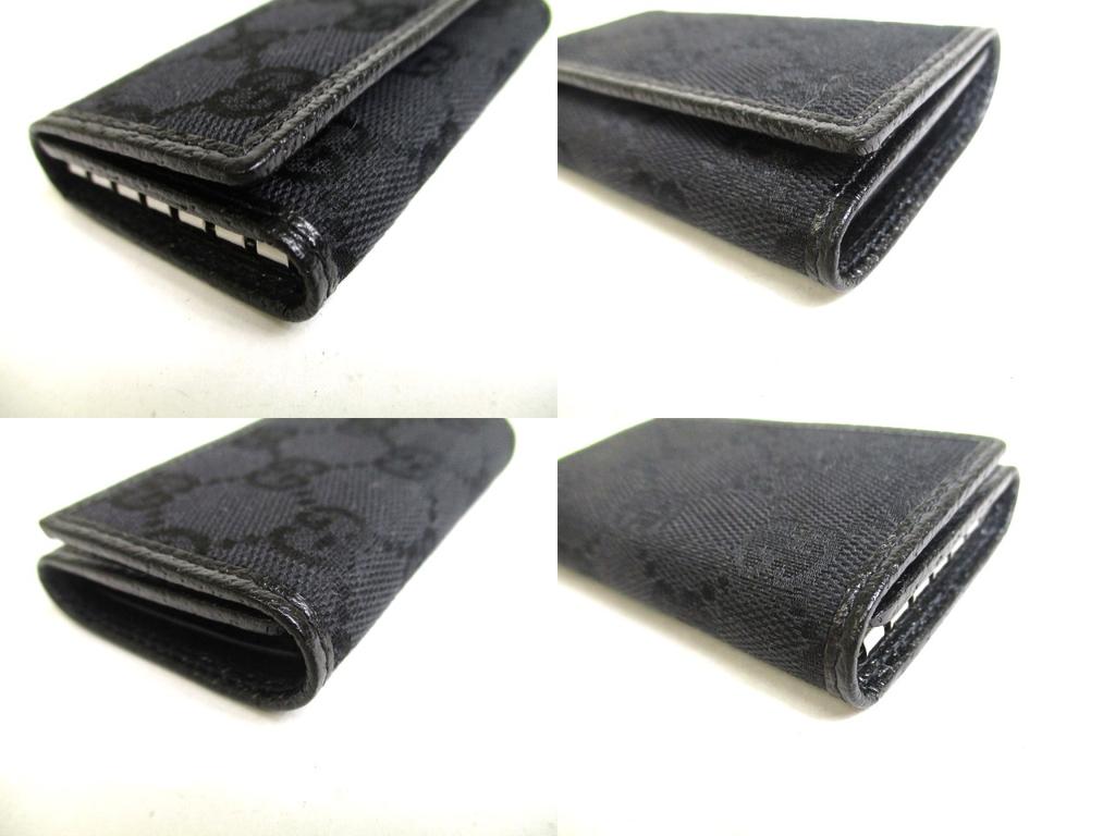 Autentické GUCCI GG černé plátno a kůže 6 Pics Key Chain #a438 Refurbished