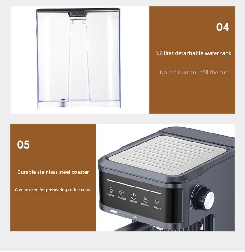 Italian Smart Touch Screen Semi-Automatic Coffee Machine with High-Pressure Extraction