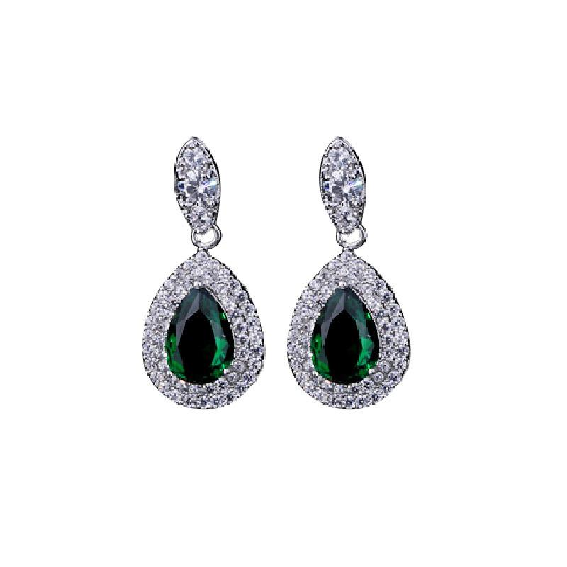 Women s Water Drop Zircon Necklace Earrings Set Elegant High-end Jewelry Gift for Brides Wedding Cross-border Fashion Western