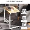 Side Table Height-Adjustable Coffee Table Mobile End Table with Wheels Locking Brakes C-Table Particleboard Steel Iron Plastic White Maple Color 60 x