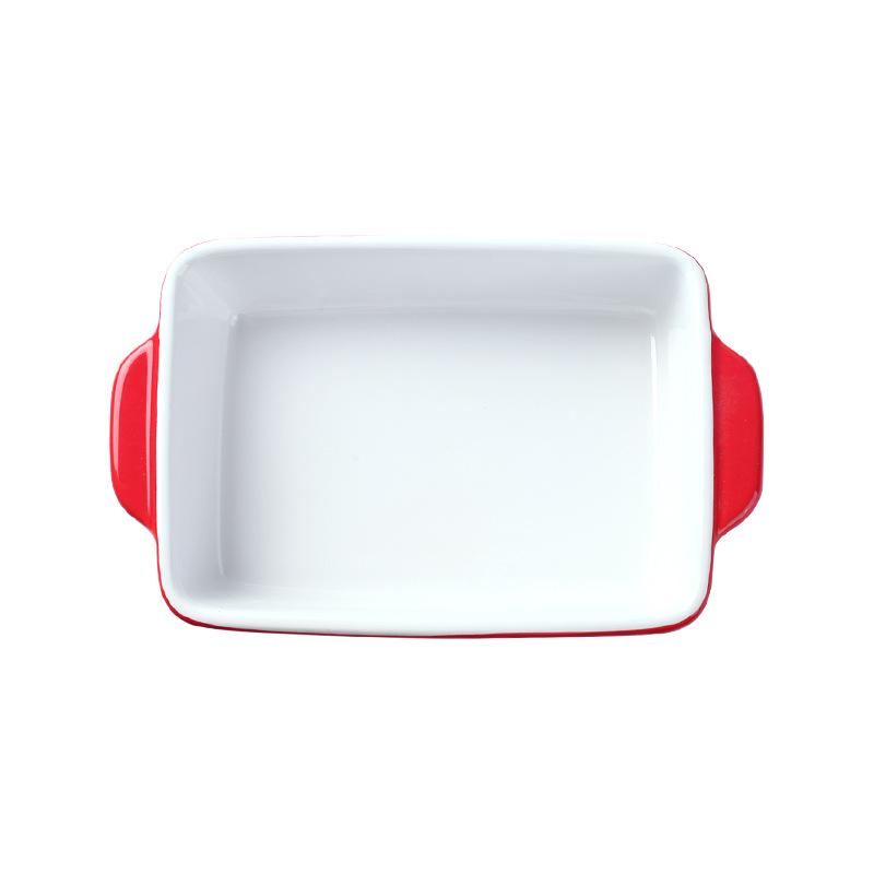 Nordic Cheese Baked Rice Baking Pan Ceramic Plate Plate Plate Rectangle Oven Baking Pan Household Baked Rice Bowl Binaural Plate