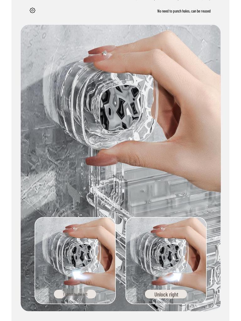 Punch-Free Bathroom Shower Storage Rack - Suction Cup Wall-Mounted Organizer