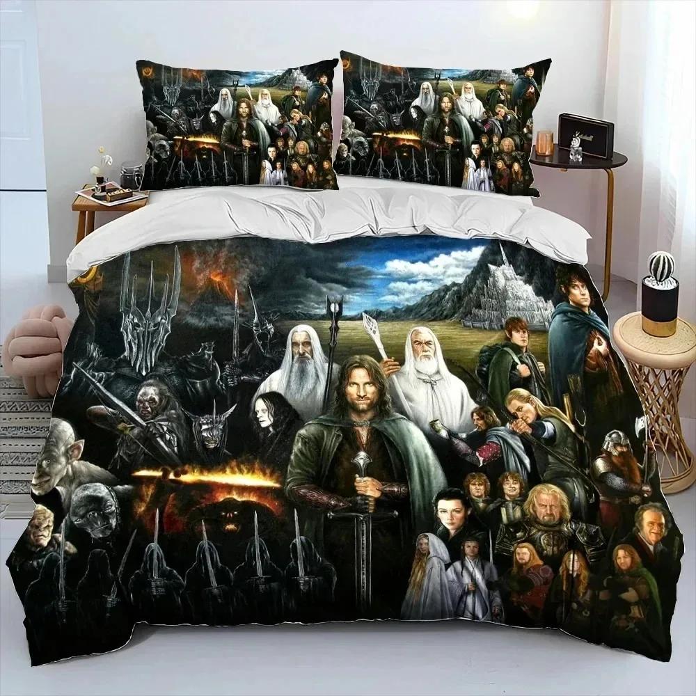 3D Print L-Lord of Rings H-Hobbit Bedding Set Duvet Cover Bed Set Quilt Cover Pillowcase Comforter King Queen Size Boys Adult