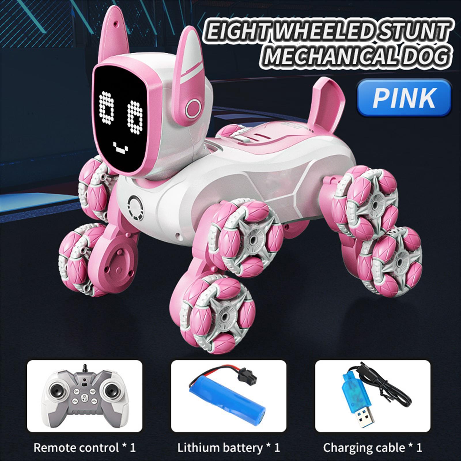 

Intelligent Eight-wheeled Stunt Robot Dog Remote Control Car Children s Programming Pet Toy One Size рожевий