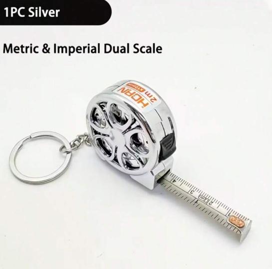 Mild Steel 2m Mini Tape Measure Portable Retractable Keychain Design for DIY Crafting Sewing Household Supplies