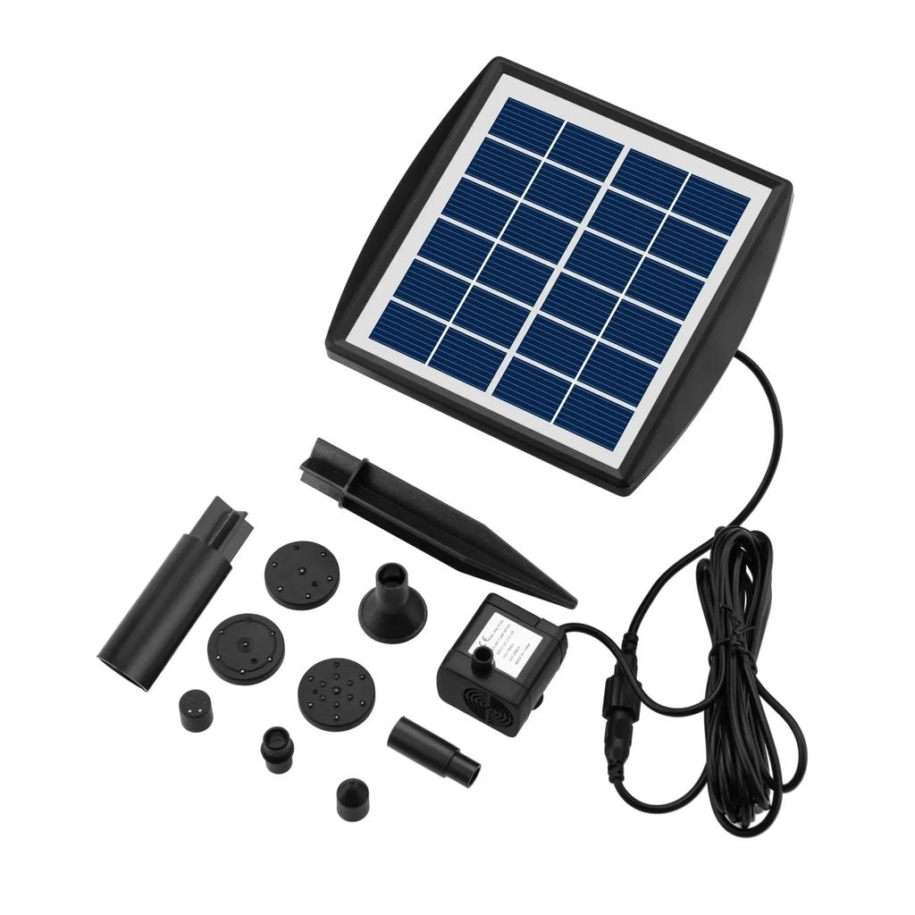 2W Solarbrunnen mit Glas-Solarpanel, Brunnenpumpe, Set für den Außenbereich, für Vogelbad, Teich, Garten, Schwimmbad, Fischtank, Aquarium