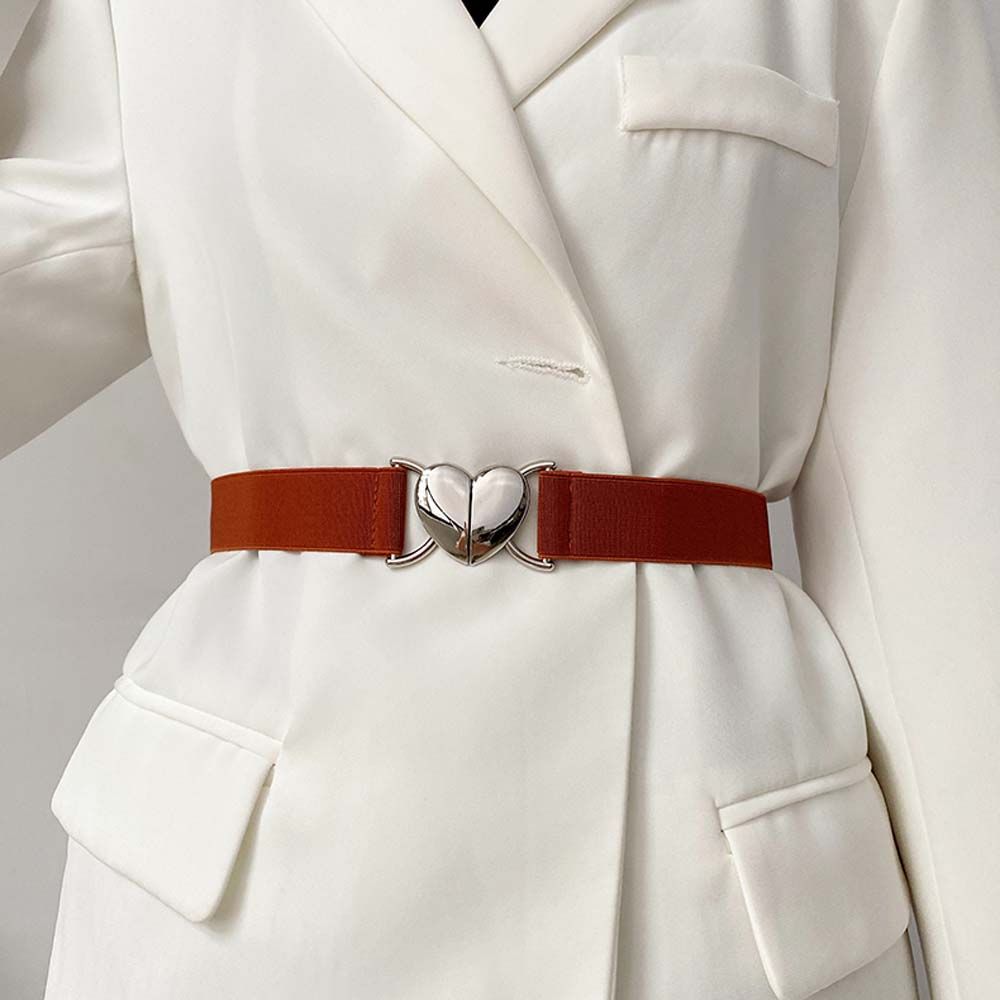 Metal High Quality Girl Love Heart Buckle Elastic Belts Thin Belts Waist Accessories Waistband