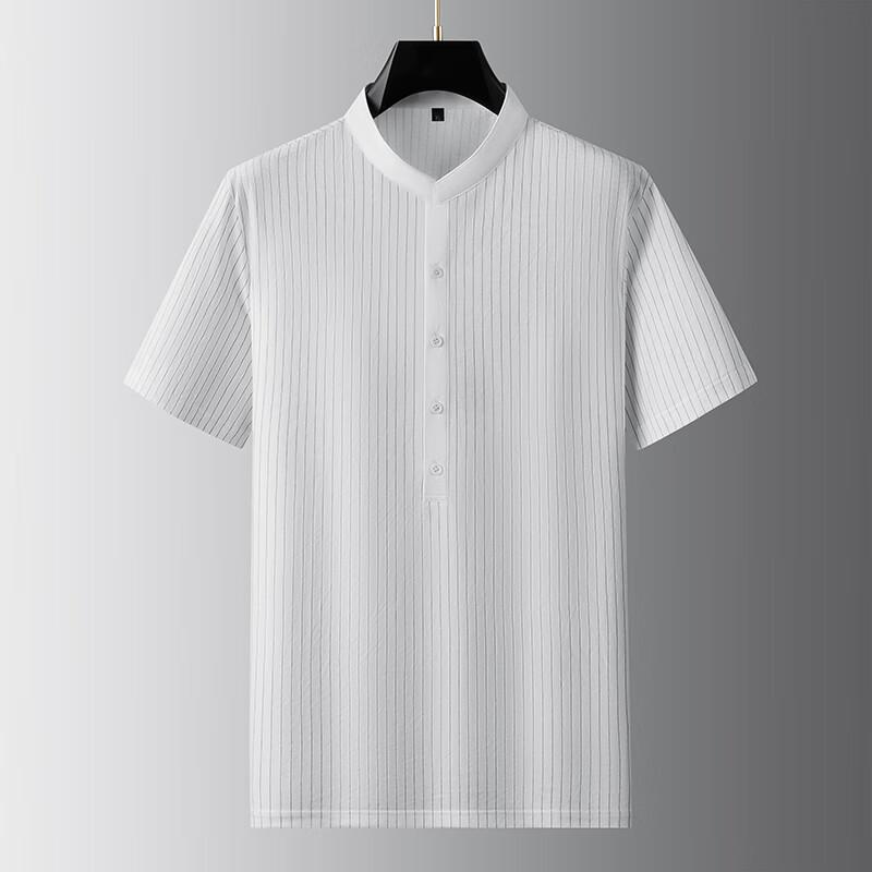 Мужская полосатая рубашка-поло большого размера с воротником-стойкой 7XL