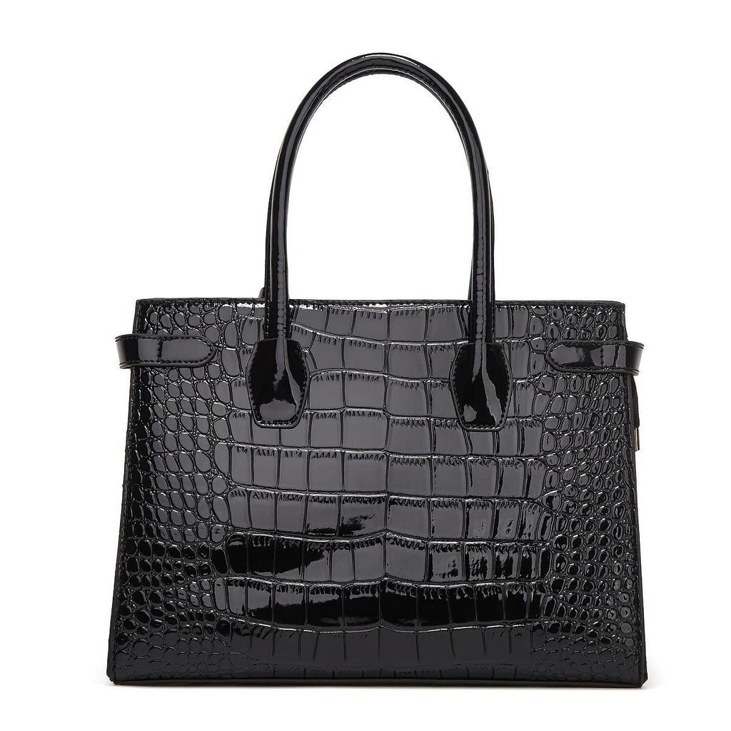 Trendy Retro Crocodile Pattern Women's Shoulder Tote Bag Set